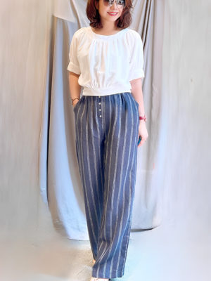 Quần kẻ sọc cạp chun rút dây Navy Stripe