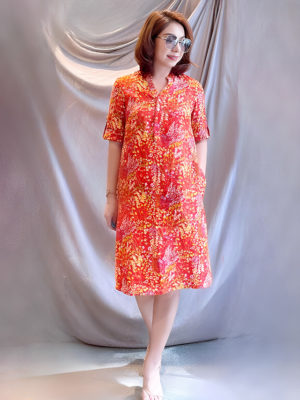 Váy đầm cổ tàu Red Floral