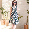 Váy đầm gile cổ đức bèo gấu Black Floral 2