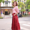 Áo cổ 2 ve tay măng séc Pink 2