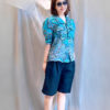 Áo cổ sam túi ngực, tay áo xếp ly Blue 4