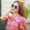 Áo cổ sam túi ngực, tay áo xếp ly Floral 4