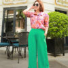 Áo cổ sam túi ngực, tay áo xếp ly Floral 2