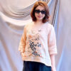 Áo cổ tròn thêu hoa xẻ sườn Pink 1