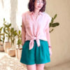 Áo sơ mi gile túi ngực Pink 4