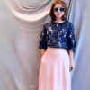 Áo thêu ngực và tay áo, buộc nơ cổ Navy 3