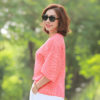 Áo vai rơi kẻ sọc Dot Red 3
