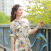 Váy đầm sơ mi tay lỡ 2 túi ngực Floral