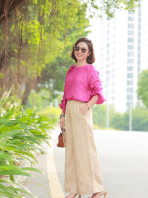 Quần ống rộng Beige