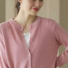 Áo cadigan cổ tròn dài tay Pink