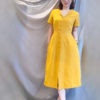 Váy đầm cổ bẻ hàng cúc bọc Yellow2