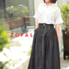 Chân váy dáng A khâu đột chỉ Black