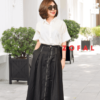 Chân váy dáng A khâu đột chỉ Black 1