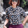 Áo sơ mi cổ tàu in họa tiết bọ cánh cứng Black Print