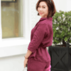 Áo sơ mi cổ đức tay lỡ kèm dây đai Plum