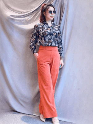 Áo sơ mi cổ đức nhung hoa Black Floral