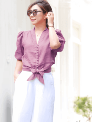 Áo croptop mở cúc buộc tà Purple