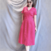 Váy đầm cổ bẻ hàng cúc bọc Hotpink