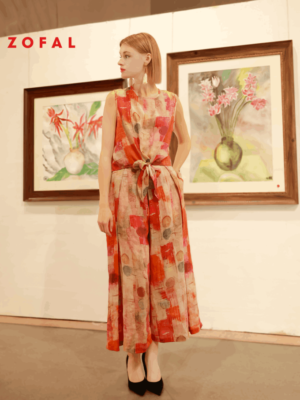 Áo gile buộc nơ Print 3