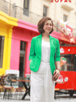 Áo blazer túi ốp Green