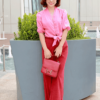 Áo croptop mở cúc buộc tà Pink 3
