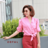 Áo croptop mở cúc buộc tà Pink 4
