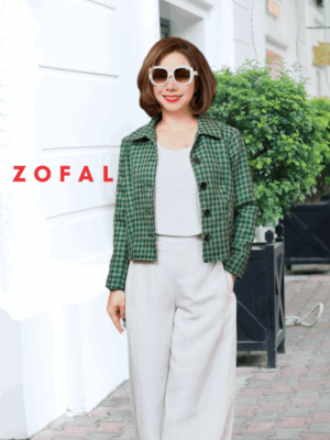 Áo dạ tuýt 2 lớp túi kéo khóa Green