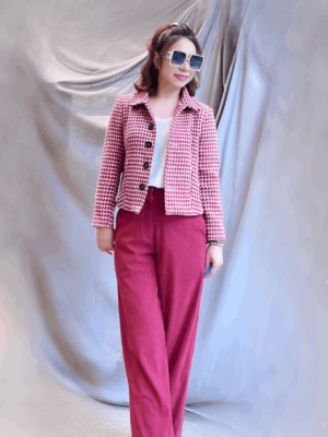 Áo dạ tuýt 2 lớp túi kéo khóa Red