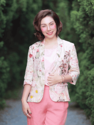 Áo blazer hoa cổ 2 ve túi cơi Floral