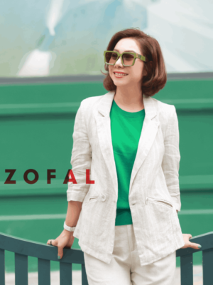 Áo blazer túi chéo 2 hàng cúc Stripe