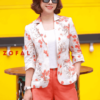 Áo blazer hoa túi ốp Floral
