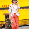 Áo blazer hoa túi ốp Floral