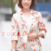 Áo blazer hoa túi ốp Floral