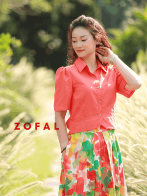 Áo sơ mi cổ đức gấu cong Orange