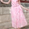 Áo kiểu nữ buộc nơ Pink Floral 1