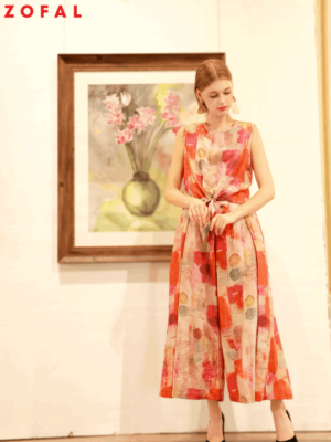 Áo gile buộc nơ Print 4