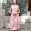 Áo kiểu nữ buộc nơ Pink Floral 2