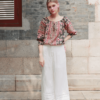 Áo trần chun cửa tay buộc nơ cổ Pink Floral 2