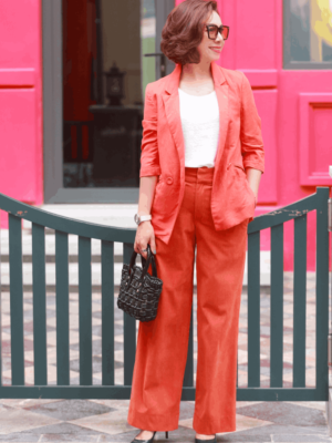 Áo blazer túi chéo 2 hàng cúc Orange